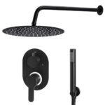 Colonne de douche noire – Pomme de pluie 30 x 30 cm