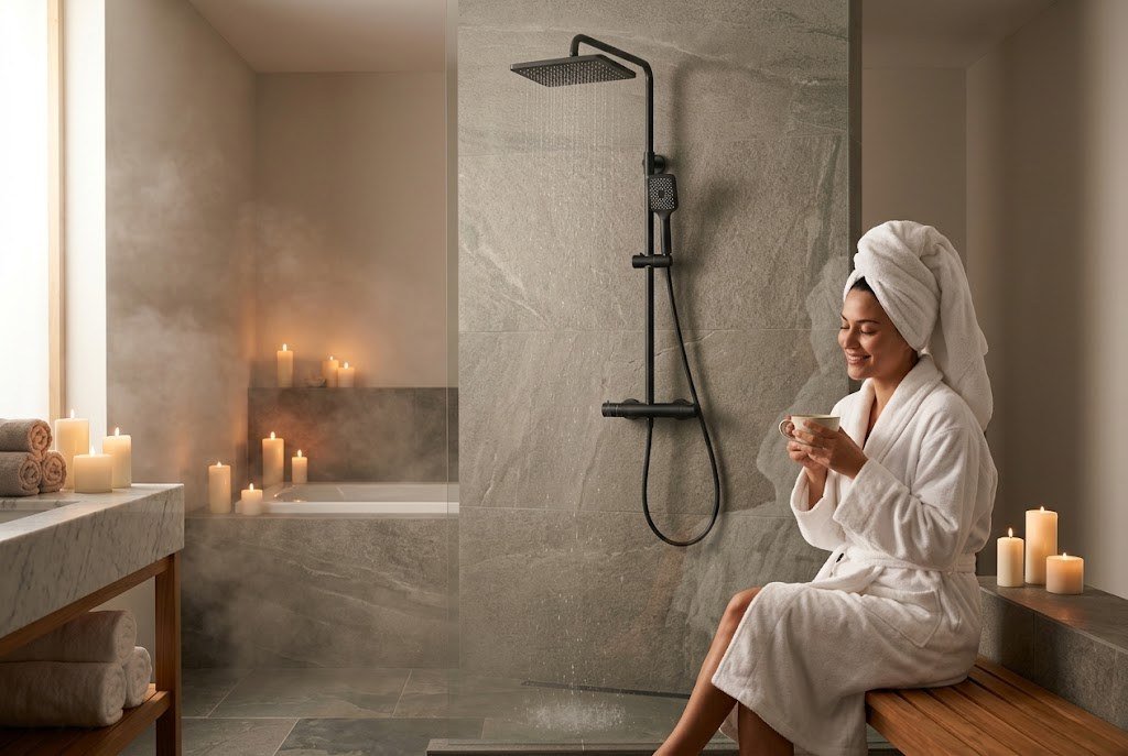 Une douche enveloppante