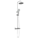 Colonne de douche thermostatique – Chrome, pomme ronde Ø 20 cm