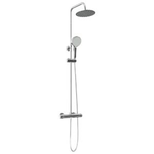 Colonne de douche thermostatique – Chrome, pomme ronde Ø 20 cm