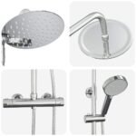Colonne de douche thermostatique – Chrome, pomme ronde Ø 20 cm
