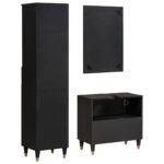 Ensemble meuble salle de bain bois massif – Manguier massif noir, 3 Pièces – vue 7