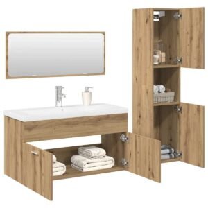 Ensemble meuble salle de bain – Chêne artisanal, 4 Pièces