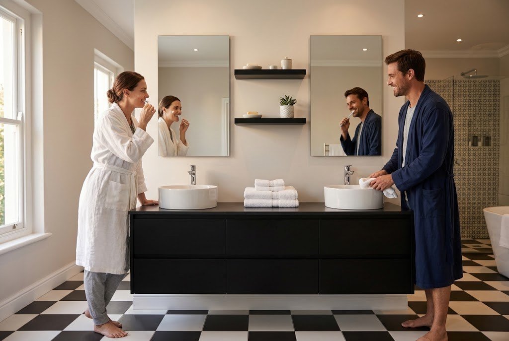 Une salle de bains d'hôtel