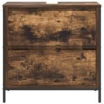 Meuble salle de bain une vasque 60 cm – Chêne fumé, lavabo et tiroirs