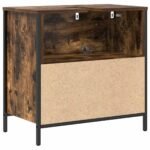 Meuble salle de bain une vasque 60 cm – Chêne fumé, lavabo et tiroirs