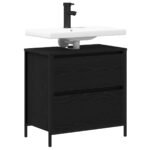 Meuble salle de bain une vasque 60 cm – Chêne noir, lavabo et tiroirs