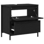 Meuble salle de bain une vasque 60 cm – Chêne noir, lavabo et tiroirs