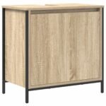 Meuble salle de bain une vasque 60 cm – Chêne sonoma, lavabo et tiroirs