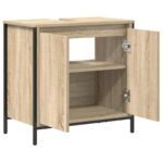 Meuble salle de bain une vasque 60 cm – Chêne sonoma, lavabo et tiroirs