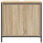 Meuble salle de bain une vasque 60 cm – Chêne sonoma, lavabo et tiroirs