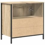 Meuble salle de bain une vasque 60 cm – Chêne sonoma, lavabo et tiroirs