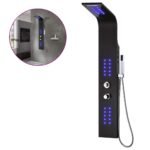 Panneau de douche – Noir Aluminium, Pluie Jets Massage, 130 cm – vue 2