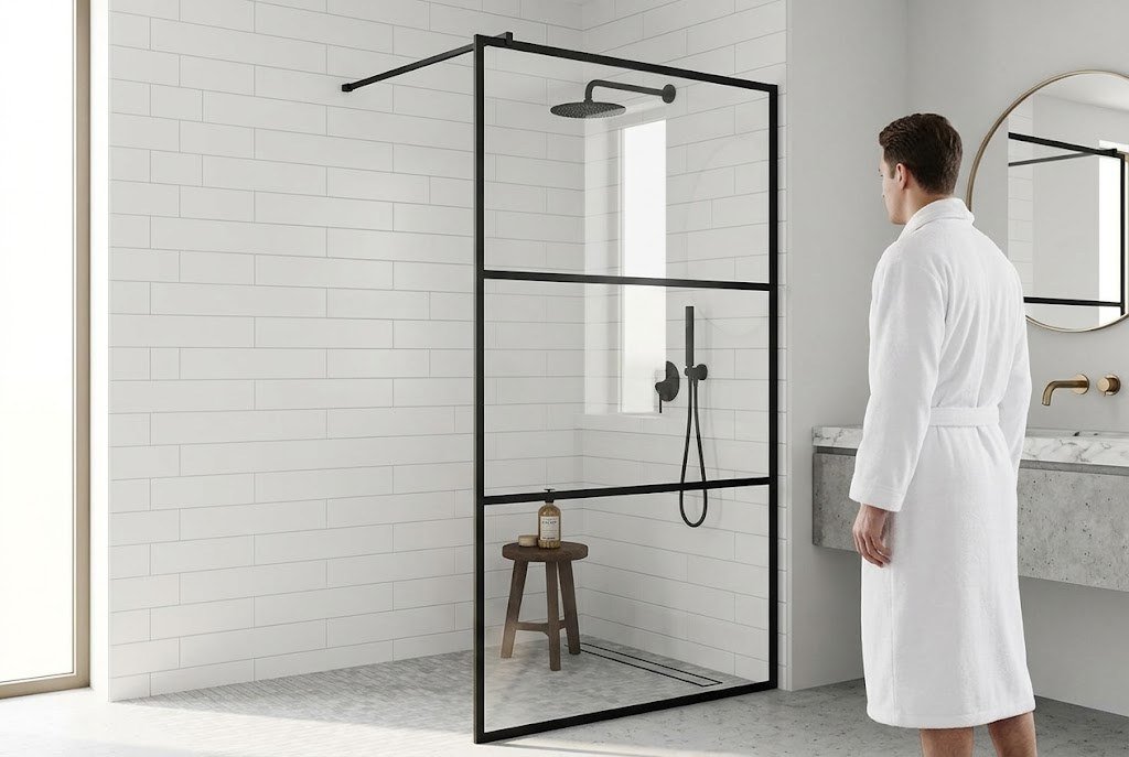 La douche à l'italienne, style atelier